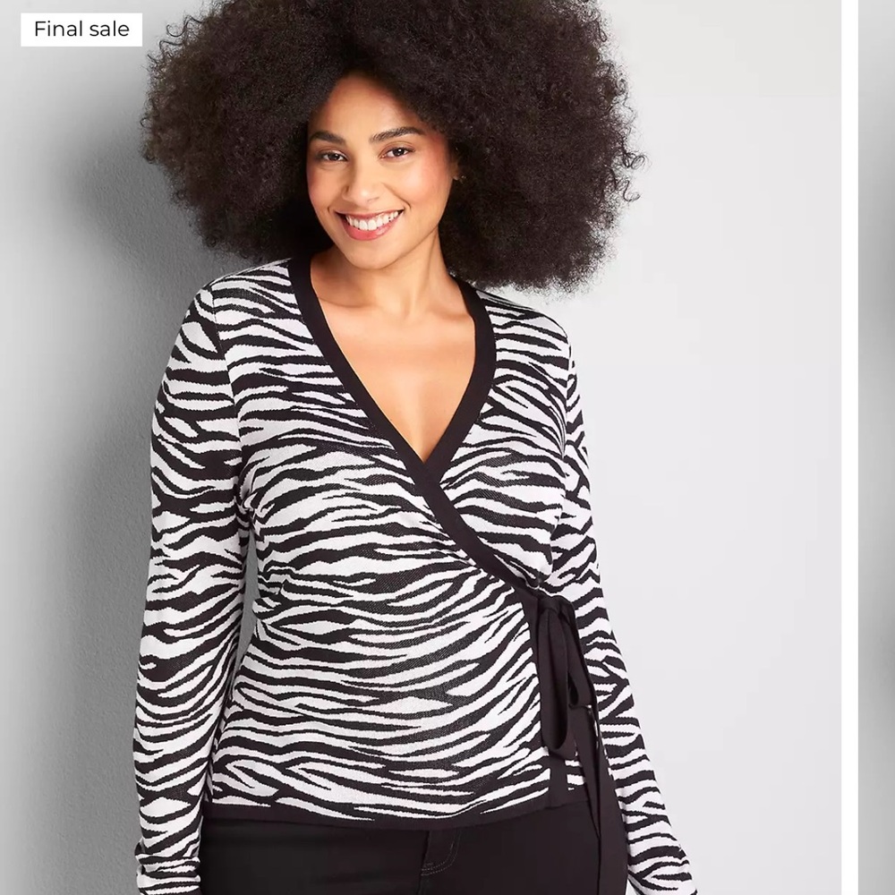 Lane Bryant Black and White Zebra Cardigan EUC